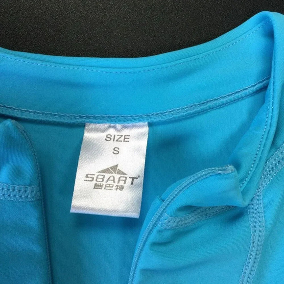 Sbart Womens Blue Zip Front Long Sleeve One Piece Swimsuit Cover Up Small - Picture 8 of 12